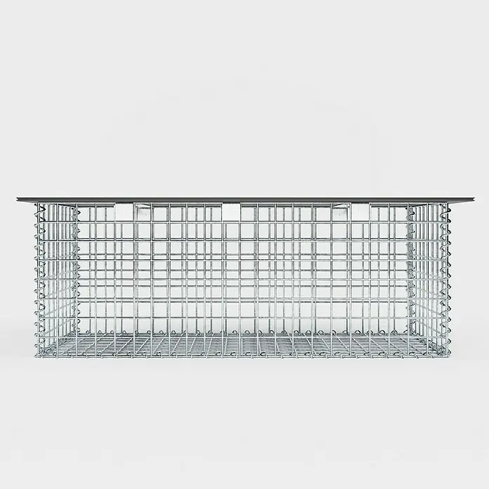 Gabiona Gabionenbank - 105 x 40 x 50 cm, Maschenbreite: 5 cm, Maschenhöhe: 5 cm - Rechteckiger Gabionenkorb aus verzinktem Stahldrahtgeflecht mit dunkler Deckplatte.