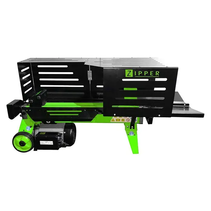Zipper Holzspalter ZI-HS5TN - 2.200 W, 5 t, Max. Spaltgutlänge: 52 cm - Abbildung eines Zipper Holzspalters in Schwarz und Grün, ein robustes Gerät für die Holzverarbeitung im Außenbereich.