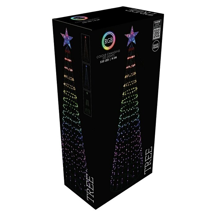 Decoratieve led-kerstverlichting Spiraalboom (Zwart, Op netstroom, Aantal lichtbronnen: 300 st., Hoogte: 300 cm) | BAUHAUS