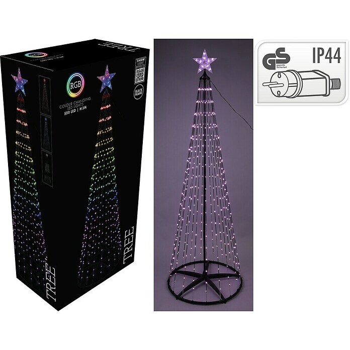 Decoratieve led-kerstverlichting Spiraalboom (Zwart, Op netstroom, Aantal lichtbronnen: 300 st., Hoogte: 300 cm) | BAUHAUS