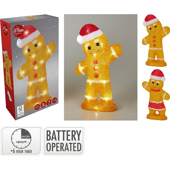 Led-kerstfiguur Peperkoekman/vrouw (Bruin, Werkt op batterijen) | BAUHAUS