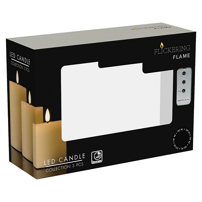 Led-kerstkaarsen - Set van 3 stuks (28 cm, Ivoor, Lichtkleur: Warm wit, 3 st.) | BAUHAUS