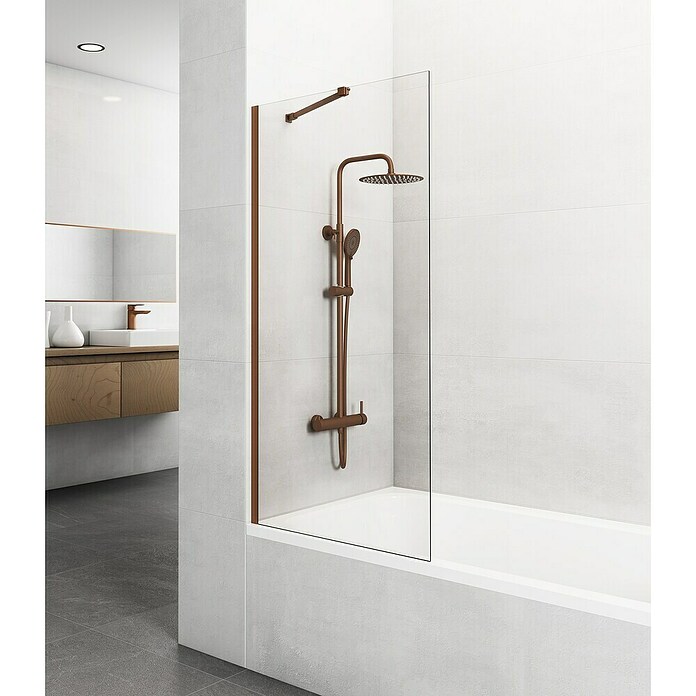 GME Mampara para bañera Screen (An x Al: 85 x 150 cm, Vidrio transparente, Cobre) | BAUHAUS