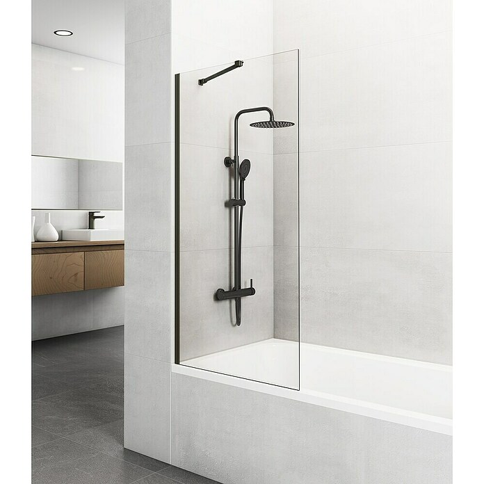 GME Mampara para bañera Screen (An x Al: 85 x 150 cm, Vidrio transparente, Titanio) | BAUHAUS