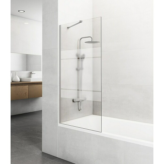 GME Mampara para bañera Screen (An x Al: 85 x 150 cm, Vidrio serigrafiado, Nickel) | BAUHAUS