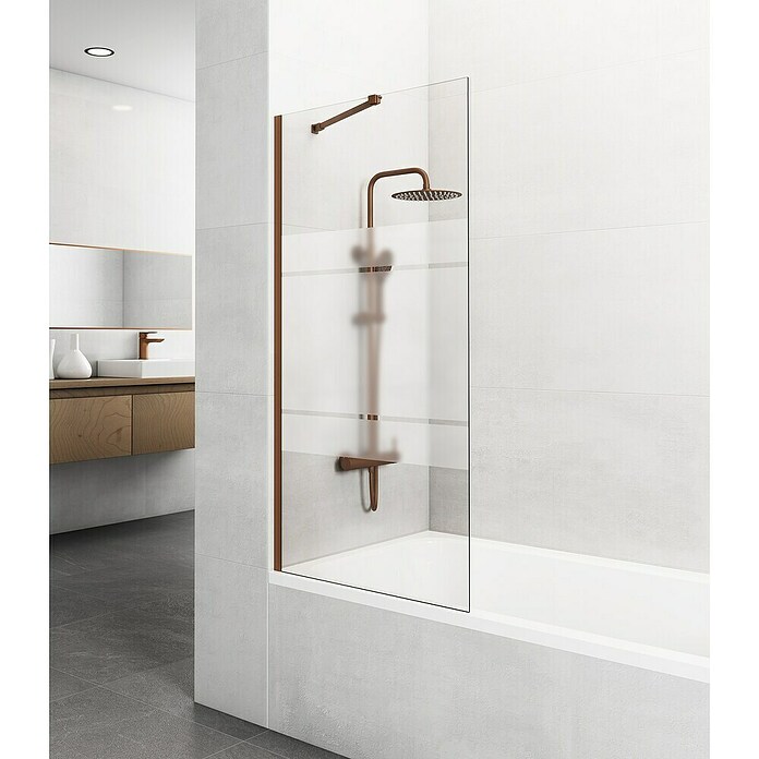 GME Mampara para bañera Screen (An x Al: 85 x 150 cm, Vidrio serigrafiado, Cobre) | BAUHAUS