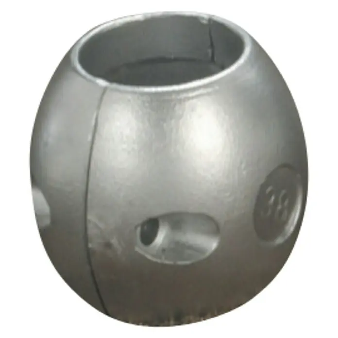 Wellenanode - Zink, Wellendurchmesser: 38 mm, Salzwasser, Schrauben - Metallkugel mit Öffnungen, ideal für den Einsatz in industriellen Anwendungen oder als dekoratives Element. Robust und vielseitig einsetzbar.