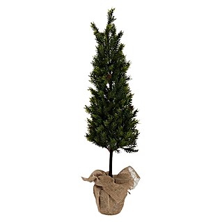 Kunstkerstboom met jute zak (Hoogte: 80 cm, Groen)