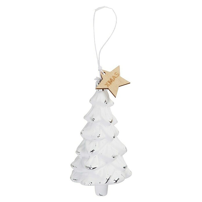 Kerstboomversiering Kerstboom (Groen / Wit, Kunststof, 1 st., 6 x 6 x 12 cm) | BAUHAUS