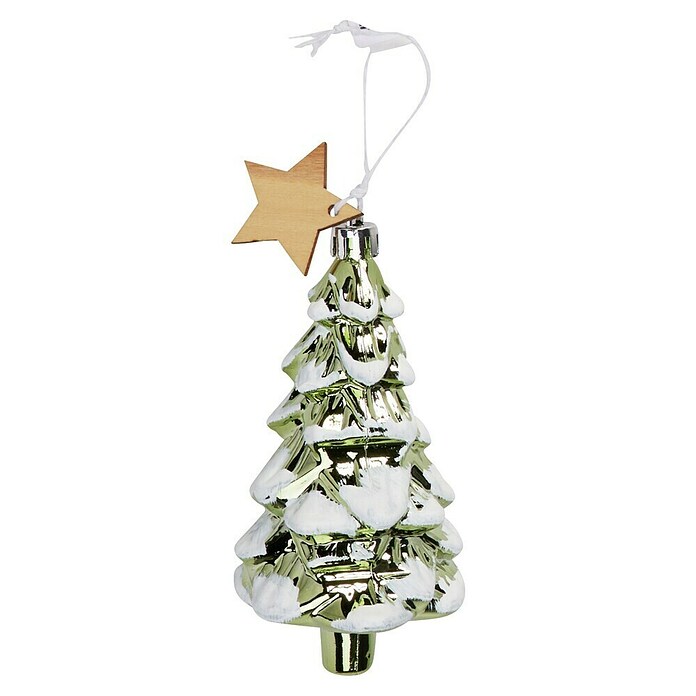 Kerstboomversiering Kerstboom (Groen / Wit, Kunststof, 1 st., 6 x 6 x 12 cm) | BAUHAUS