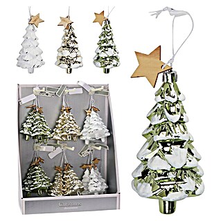 Kerstboomversiering Kerstboom (Groen / Wit, Kunststof, 1 st., 6 x 6 x 12 cm)
