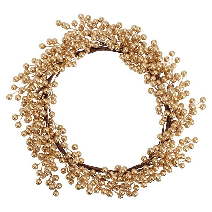 Kerstkrans met bessen (Diameter: 50 cm, Goud) | BAUHAUS