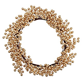 Kerstkrans met bessen (Diameter: 50 cm, Goud)