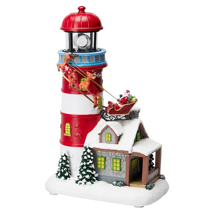 Decoratieve led-kerstverlichting Vuurtoren (Rood / Wit, Met accuvoeding) | BAUHAUS