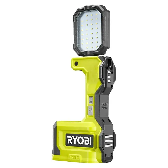 Ryobi ONE+ LED-Arbeitsleuchte RMTL18-0 - 1.500 lm, Ohne Akku - Ryobi ONE+ LED-Arbeitsleuchte mit USB-Ladeanschluss für den vielseitigen Einsatz bei Projekten. Kompaktes Design für einfache Lagerung.