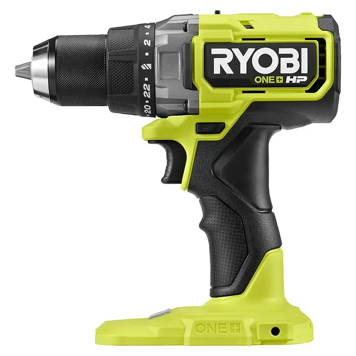 Ryobi ONE+HP Akku-Bohrschrauber RDD18X1-0 - 18 V, Ohne Akku, 105 Nm - Hier ist ein gelber und schwarzer Ryobi Akku-Bohrschrauber mit ONE+ HP-Technologie.