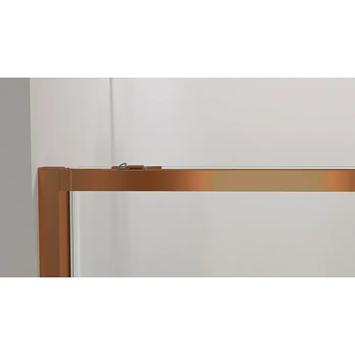GME Mampara de ducha esquinera Twenty - L x An x Al: 75 x 80 x 195 cm, Vidrio transparente, Cobre - Primer plano de un elegante marco de ducha de bronce con líneas limpias y estética moderna.