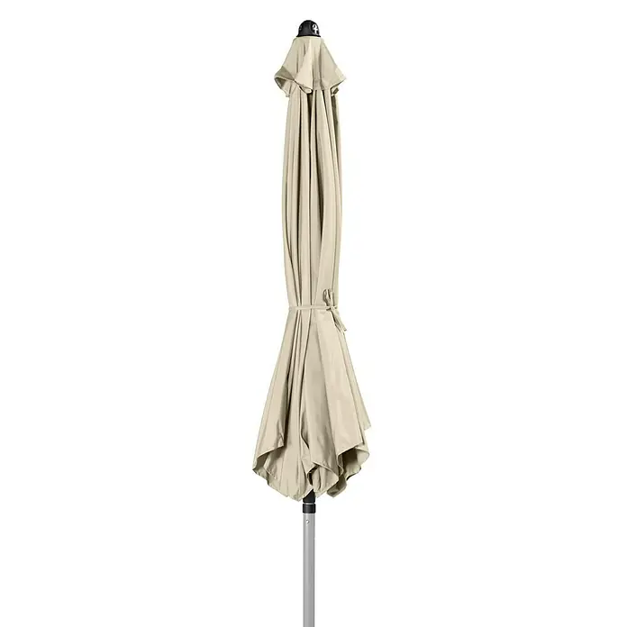 Doppler Active Marktschirm rund Auto Tilt - Natur, Durchmesser Bespannung: 280 cm - Eine elegante, beige Sonnenschirm, zusammengebunden und bereit für den Einsatz im Freien. Perfekt für Schatten und Schutz vor der Sonne.
