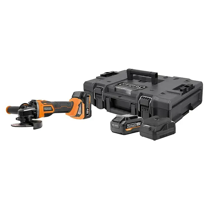 Toolson PRO Amoladora angular de batería AGB 125 -  - Juego de herramientas Toolson con amoladora angular, baterías y una caja de herramientas para un transporte cómodo.