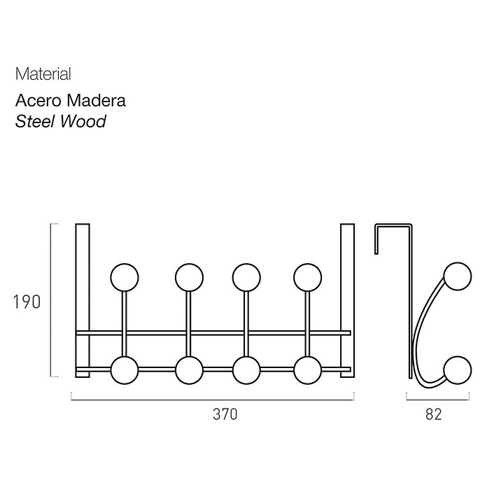 Nesu Perchero 902 (L x An x Al: 37 x 19 x 8,2 cm, Número de ganchos: 8 ud., Haya) | BAUHAUS