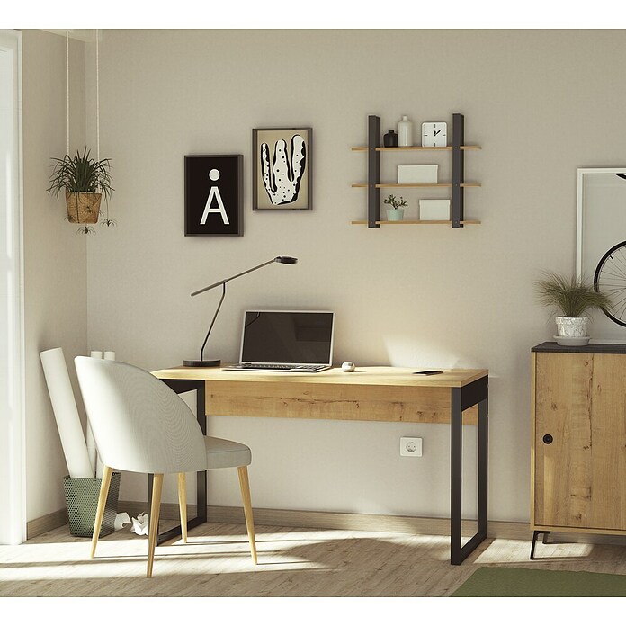 Muebles Pitarch Mesa de escritorio Nexus (L x An x Al: 60 x 135 x 76 cm, Roble Gold/Negro) | BAUHAUS
