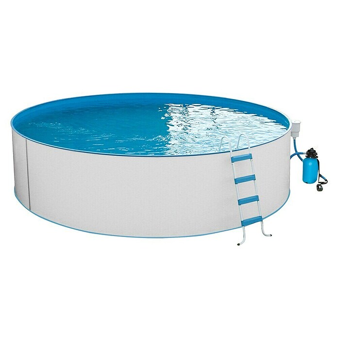 Malibu Rundbecken-Set Premium (Ø x H: 450 x 120 cm, 18 m³, Farbe Innenfolie: Blau)