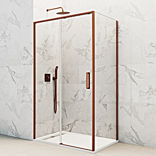 GME Mampara de ducha esquinera Twenty (L x An x Al: 70 x 160 x 195 cm, 67 cm - 160 cm, Vidrio transparente, Cobre)