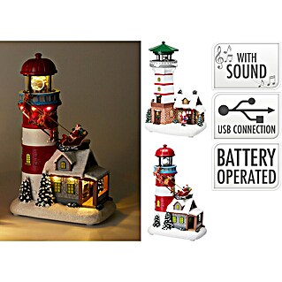 Decoratieve led-kerstverlichting Vuurtoren (Rood / Wit, Met accuvoeding)