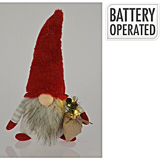 Kerstkabouter met verlichting (Kunststof, Rood / Wit)