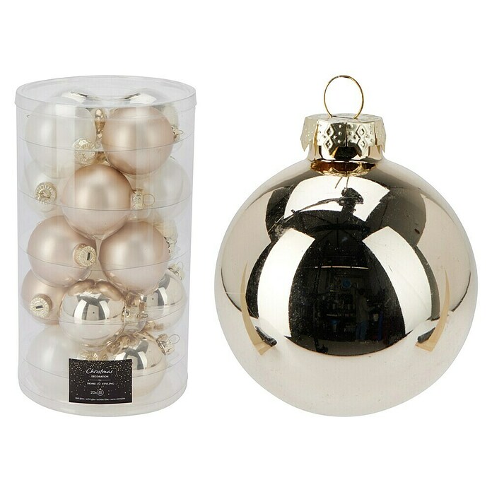 Set kerstballen (Crèmekleur, Glas, 20 st.) | BAUHAUS