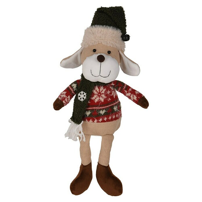 Decoratief figuur Hond (Rood / Beige, Polyester, 1 st., Lengte: 33 cm) | BAUHAUS
