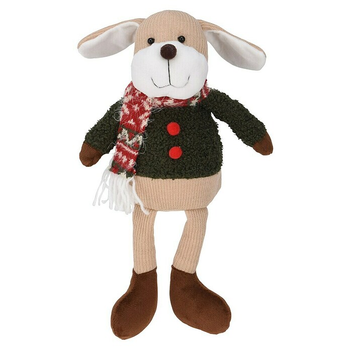 Decoratief figuur Hond (Rood / Beige, Polyester, 1 st., Lengte: 33 cm) | BAUHAUS