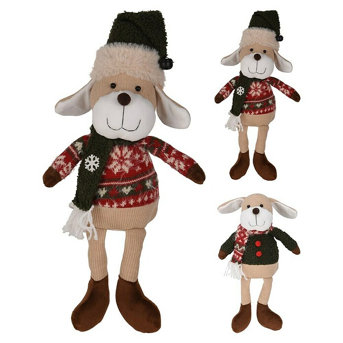 Decoratief figuur Hond (Rood / Beige, Polyester, 1 st., Lengte: 33 cm) | BAUHAUS