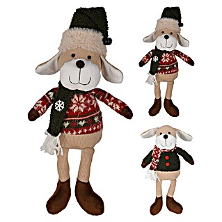 Decoratief figuur Hond (Rood / Beige, Polyester, 1 st., Lengte: 33 cm)