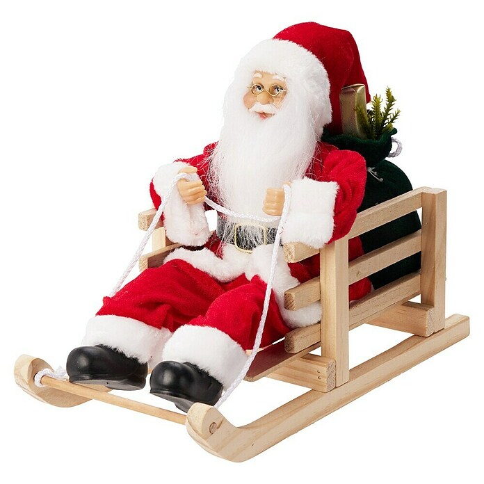 Kerstman op slee (25 cm, Polyester) | BAUHAUS