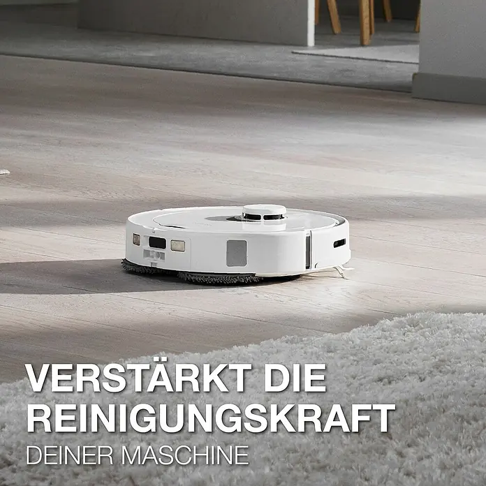 Bona Reinigungsmittel Holzbodenreiniger für Wischroboter - 2,5 l, Kanister - Der weiße Saugroboter gleitet über den Boden und sorgt für eine gründliche Reinigung. Optimiert für beste Ergebnisse.
