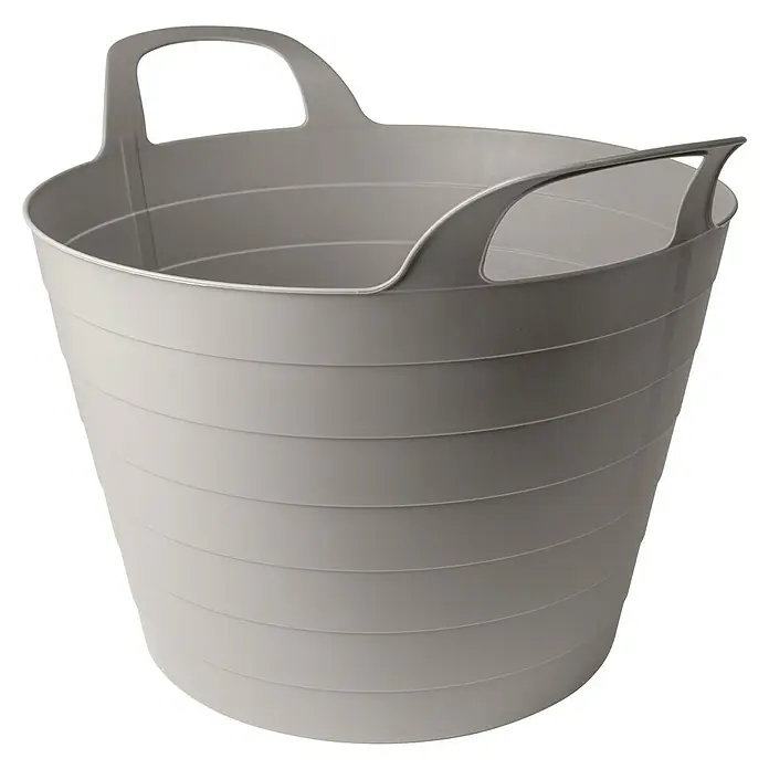 Gartenkorb - Kunststoff, 30 l, Sand - Grauer, flexibler Eimer mit zwei Henkeln. Ideal für Haushalt, Garten und mehr – robust und vielseitig verwendbar.