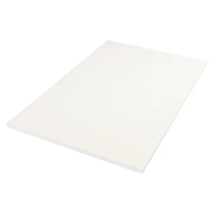 Tablero de mesa - Blanco, 120 cm x 80 cm x 25 mm - Primer plano de una tabla blanca rectangular, perfecta como base para presentaciones o proyectos creativos.