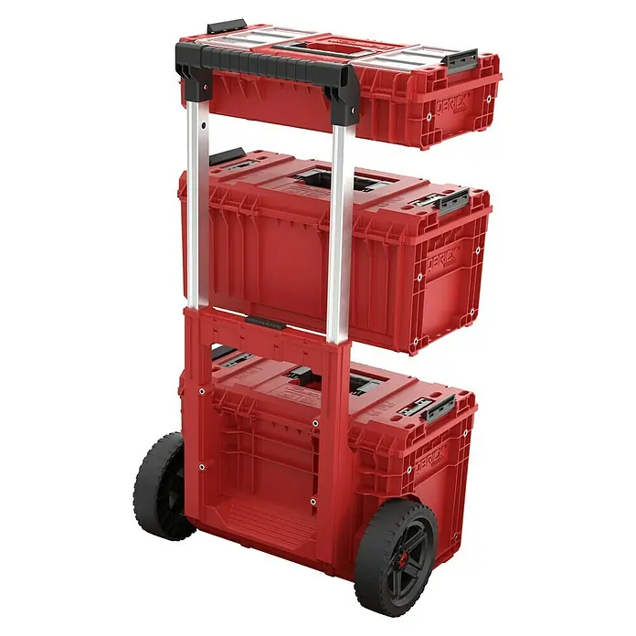 Qbrick System Werkzeugkoffer-Set Prime 5 in 1 Set - L x B x H: 59,5 x 42,5 x 107,2 cm, Polypropylen, 5 -tlg. - Der rote QBRICK Werkzeugkoffer Trolley bietet robuste Aufbewahrungslösungen für Profis, mit Rädern und Teleskopgriff für einfachen Transport.