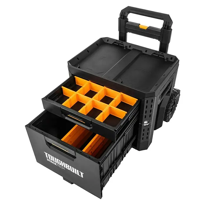 ToughBuilt StackTech Caja profesional con ruedas - An x Pr x Al: 52 x 58,5 x 67 cm, Plástico, Número de cajones: 2 ud. - La caja de herramientas rodante ToughBuilt StackTech con cajones es ideal para guardar herramientas y accesorios sobre la marcha.