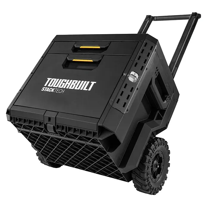 ToughBuilt StackTech Caja profesional con ruedas - An x Pr x Al: 52 x 58,5 x 67 cm, Plástico, Número de cajones: 2 ud. - La caja de herramientas con ruedas ToughBuilt StackTech es ideal para transportar herramientas en obras. Su diseño robusto soporta cargas pesadas fácilmente.