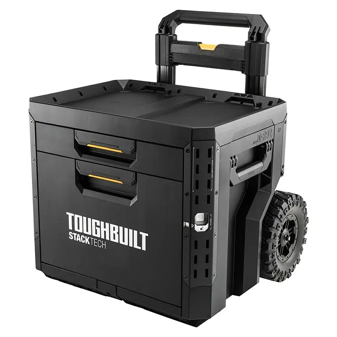 ToughBuilt StackTech Caja profesional con ruedas - An x Pr x Al: 52 x 58,5 x 67 cm, Plástico, Número de cajones: 2 ud. - La caja de herramientas con ruedas ToughBuilt StackTech proporciona un almacenamiento robusto y un transporte fácil para profesionales, con ruedas y asa.