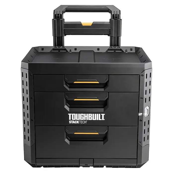 ToughBuilt StackTech Caja profesional con ruedas - An x Pr x Al: 52 x 58,5 x 67 cm, Plástico, Número de cajones: 3 ud. - Caja de herramientas ToughBuilt StackTech con tres cajones, robusta e ideal para organizar herramientas.
