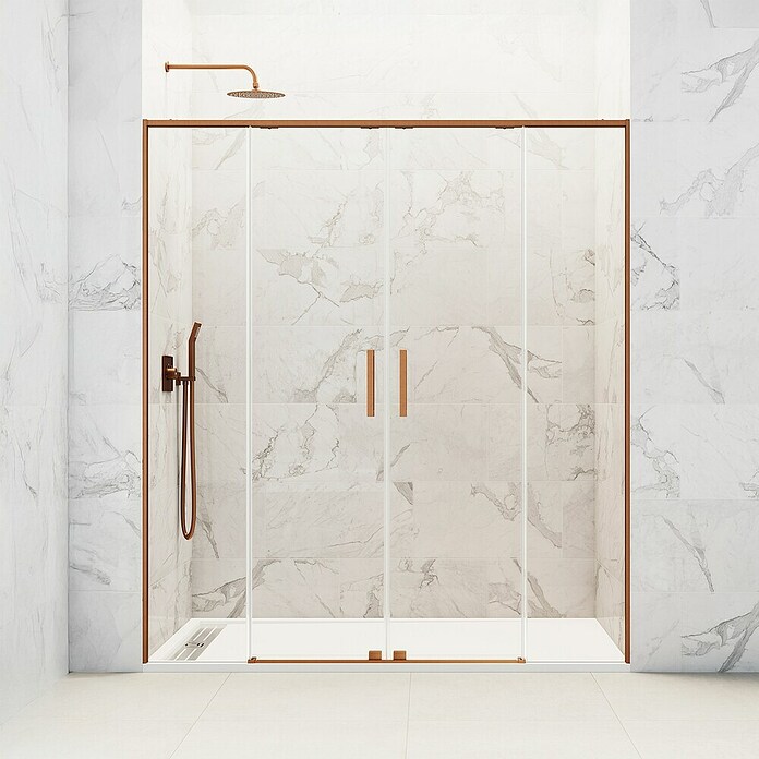 GME Mampara de ducha frontal corredera Twenty Spazio (140 x 195 cm, Espesor de vidrio: 6 mm, Cobre) | BAUHAUS