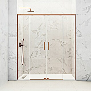 GME Mampara de ducha frontal Twenty Spazio (160 x 195 cm, Espesor de vidrio: 6 mm, Cobre)