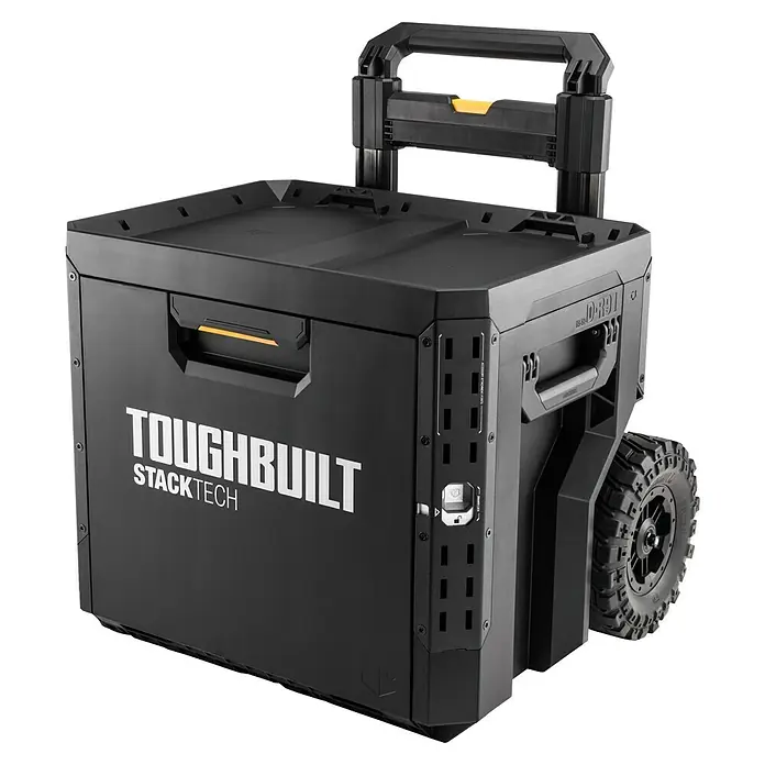 ToughBuilt StackTech Caja profesional con ruedas - An x Pr x Al: 52 x 58,5 x 67 cm, Plástico, Número de cajones: 1 ud. - Sistema de caja de herramientas rodante ToughBuilt StackTech negra y duradera para facilitar el transporte de herramientas y materiales.