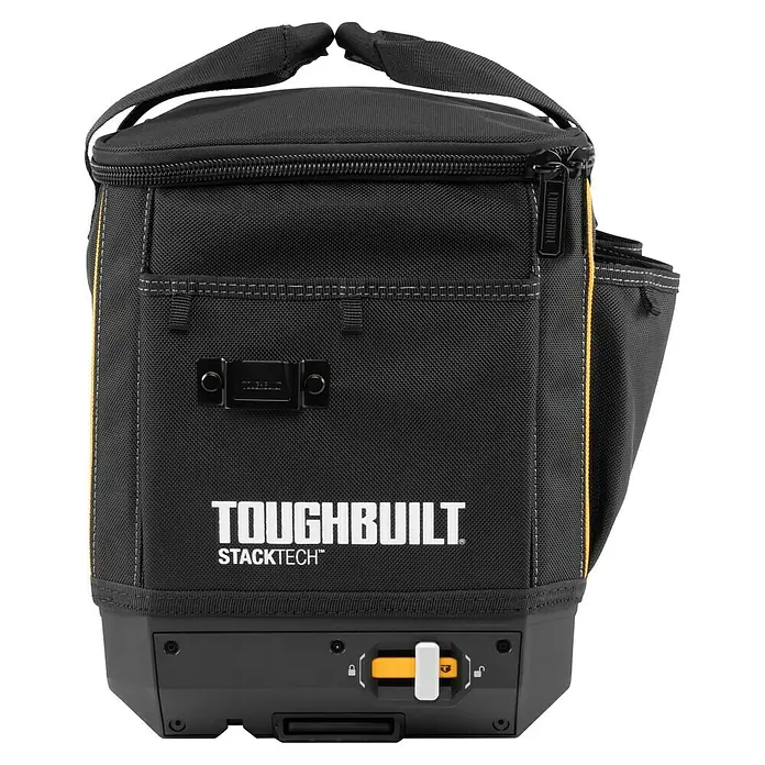 ToughBuilt StackTech Bolsa para herramientas - L x An x Al: 440 x 310 x 340 mm, Poliéster - Imagen de producto de una bolsa de herramientas negra Toughbuilt Stacktech con detalles amarillos, ideal para profesionales.