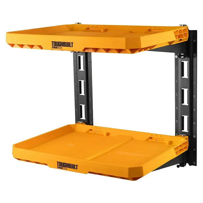 ToughBuilt StackTech Estructura de estantería - L x An x Al: 53 x 42 x 52 cm, Plástico, Capacidad de carga por balda: 22,5 kg - El contenedor de almacenamiento ToughBuilt StackTech ofrece una solución de almacenamiento modular, apilable y de pared de dos niveles.