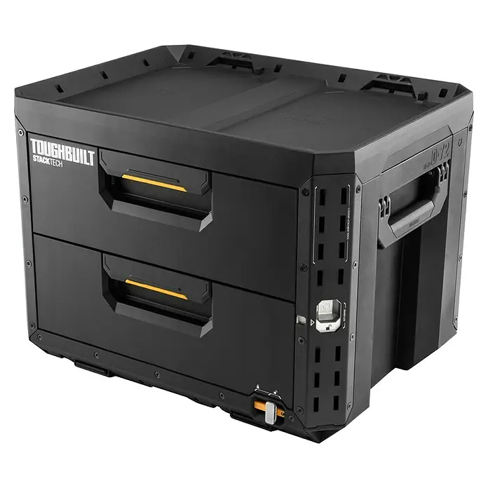 ToughBuilt StackTech Caja para herramientas XL - An x Pr x Al: 56 x 43 x 42 cm, Plástico, Número de cajones: 2 ud. - Imagen de una caja de herramientas Toughbuilt Stacktech con dos cajones, perfecta para organizar herramientas y accesorios.