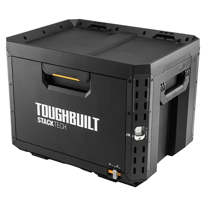 ToughBuilt StackTech Caja para herramientas XL - An x Pr x Al: 56 x 43 x 42 cm, Plástico, Número de cajones: 1 ud. - La caja de almacenamiento de herramientas ToughBuilt StackTech ofrece un almacenamiento robusto con un diseño apilable y mecanismos de bloqueo seguros.